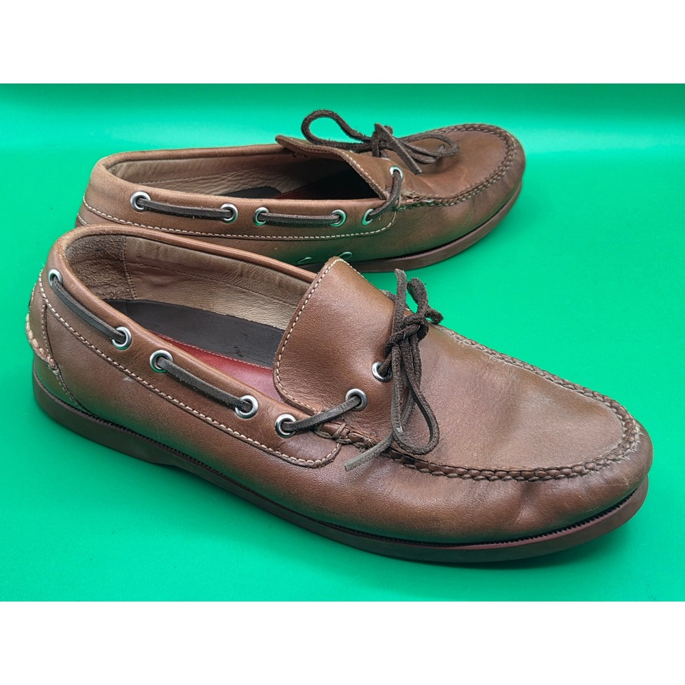 Peter Millar Mens Brown Leather Boat Shoes Loafers MC00F13 Size 10M Brazil